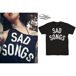 Black + White Sad Songs Tee. Small/Medium